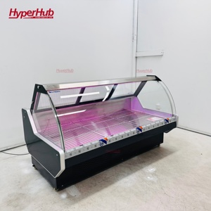 Vitrine réfrigérée incurvée ventilée pour traiteur, équipement de supermarché, <span class=keywords><strong>réfrigérateur</strong></span> sur mesure, comptoir de présentation de charcuterie commerciale - Product Image 4