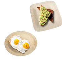 Apéritif compostable Assiettes jetables de 6 pouces pour fête (paquet de 50) Assiettes en feuille de palmier en bambou