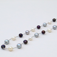 Collier pull Lucy Jewelry tendance en argent sterling S925 avec perles d'eau douce multicolores de qualité AAAA certifiées NGTC