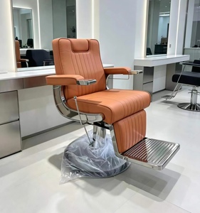 Fauteuil de barbier DM de style antique, ergonomique, inclinable, réglable en hauteur, pivotant à 360 degrés, avec cadre en acier inoxydable, hydraulique robuste - Product Image 1