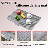 Tapis de séchage en silicone résistant à la chaleur pour comptoir de cuisine, protection anti-éclaboussures pour évier avec design à bec verseur et fonction d'auto-drainage