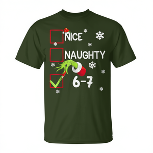 Camiseta navideña con meme de Navidad Nice Naughty 6 7 para niños y niñas - Product Image 2