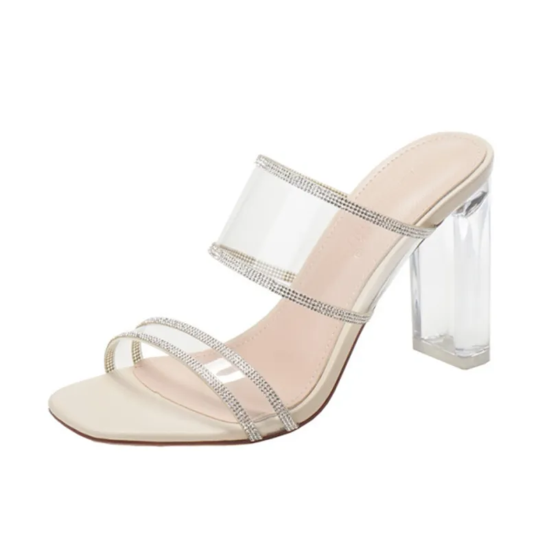 Mode PVC Schmetterling High Heels Schuhe für Frauen Sandale Slipper für Damen Schuh hersteller Custom Transparent PU Rubber Thick