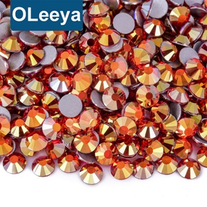 Strass en verre à dos plat Oleeya de haute qualité, nouvelle couleur Phénix de Feu, tailles SS6-SS20, non thermocollants, pour Nail Art et DIY Tumbler - Product Image 1