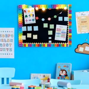52ft papieren prikbord randdecoraties 2 rollen regenboogkrijt randversiering zelfklevende sticker schoolklas schoolbord - Product Image 2