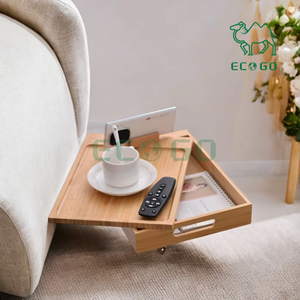 <span class=keywords><strong>Plateau</strong></span> d'accoudoir de canapé avec boîte de rangement, table de canapé en bambou avec dessus de table <span class=keywords><strong>pivotant</strong></span> à <span class=keywords><strong>360</strong></span> degrés et support de téléphone portable, réglable - Product Image 2