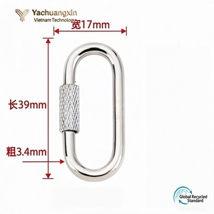 Stainless Steel Carabiner <b>Set</b> 4-Pack Oval Shape Screw Gate Locking Clip for Climbing Outdoor Use All Seasons - Product Image 6