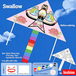 <span class=keywords><strong>Cerf</strong></span>-<span class=keywords><strong>volant</strong></span> DIY pour enfants facile à piloter, kit de peinture et de loisirs créatifs avec 6 couleurs et canne à pêche, parfait pour le plaisir familial en plein air - Product Image 3