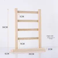 Présentoir à boucles d'oreilles Moya simple à quatre niveaux en bois massif, support de rangement de bijoux pour la maison et le bureau, présentoir de boucles d'oreilles suspendues, accessoires de présentation en carton