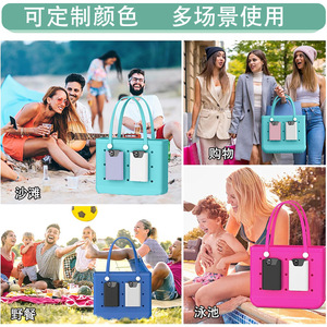 Soporte para Teléfono Bogg Bag, Correa de Silicona para Teléfono Móvil, Color Sólido Rosa, Blanco, Gris, Morado, Estilo Minimalista Urbano - Product Image 3