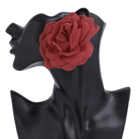 Aretes de Botón con Flores Grandes de Tela Esponjosa para Mujer, Pendientes Grandes Exagerados de Moda para Dama, Accesorios de Joyería y Regalos para Ella