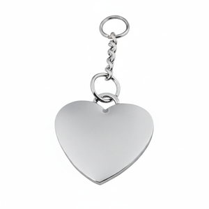 Portachiavi in metallo a forma di cuore 29x35 mm, ciondolo argentato con catena per chiavi e borse - Product Image 2