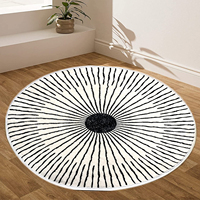 Tapis rond de luxe personnalisé, couleur claire, lavable en machine, motif carré abstrait noir/blanc pour cuisine et salle à manger