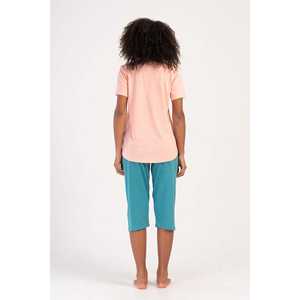 Traje de dormir capri ovalado de manga corta con cuello redondo para mujer, talla XXL - Product Image 1