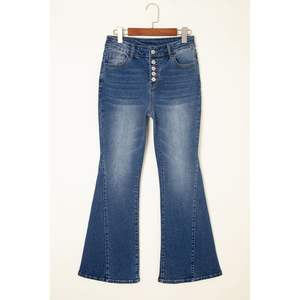 Sidefeel, pantalones vaqueros acampanados de cintura alta para mujer, pantalones de campana elásticos, pantalones de mezclilla con costura lateral de pierna ancha, estilo callejero transpirable - Product Image 5