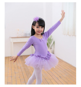 Abito da ballo a maniche lunghe economico in cotone per <span class=keywords><strong>ballerina</strong></span> con <span class=keywords><strong>tutù</strong></span>, costume da palcoscenico per ragazze - Product Image 6