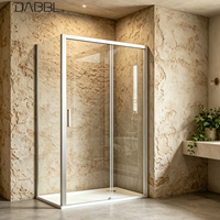 Cabine de douche en verre trempé transparent de 8 mm d'épaisseur, en forme de L, avec porte coulissante en aluminium poli, cloison de douche pour salles de bain