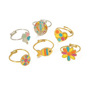 Bohemian Style Colorful <b>Adjustable</b> <b>Ring</b> For Women Flower Heart Animal Design Jewelry Gift - Product Image 5