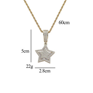 Collar con Colgante de Estrella de Doble Capa, Joyería Hip Hop para Hombre y Mujer, Cadena con Pentagrama Incrustado en Cobre y Circonitas - Product Image 5