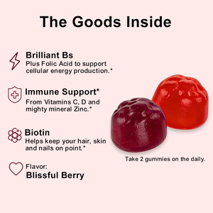 Gomitas Multivitamínicas para Mujer - Biotina, Ácido Fólico, Vitaminas A, <span class=keywords><strong>C</strong></span>, D, E, Complejo <span class=keywords><strong>B</strong></span>, Suplemento Dietético Diario - Product Image 6