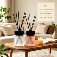 Bouteilles vides en verre pour diffuseur à bâtonnets, avec bouchon à vis en bois, design carré, pour décoration intérieure, conteneurs pour huiles essentielles