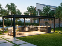 Meubles de cuisine d'extérieur résistants aux intempéries, utilisables toute l'année, avec toits de drainage inclinés et pieds ventilés pour les jardins pluvieux