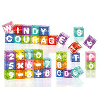 Juego de 40 Bloques de Construcción Magnéticos Mini para Viaje, Cubos Magnéticos con Letras, Números y Matemáticas, Juguete Educativo para Niños
