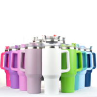 Taza de Viaje de Acero Inoxidable al Vacío Lista para Enviar, Vaso Térmico de Aventura de 1200ml (40oz) con Asa, Tapa y Popote