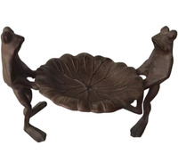 Décoration de jardin antique en forme de petite grenouille et mangeoire à oiseaux sauvages d'extérieur en fonte pour l'art paysager
