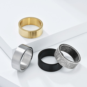 Minimalist <b>Titanium</b> Steel <b>Ring</b> 8mm Matte Brushed Unisex Jewelry Gift - Product Image 1