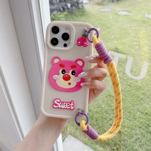 Mignon ours fraise de dessin animé adapté à l'étui de téléphone <span class=keywords><strong>iPhone</strong></span> 16 <span class=keywords><strong>iPhone</strong></span> <span class=keywords><strong>11</strong></span> 12 13 14 15 16 <span class=keywords><strong>poignée</strong></span> féminine <span class=keywords><strong>avec</strong></span> sac à bandoulière - Product Image 6