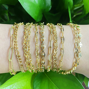 Vòng tay/lắc tay cá tính chống nước mạ vàng 18K kiểu dây thừng, dây Cuban, dây Figaro, dây Nk, dây Snake, dây Herringbone, dây Wave, dây Paperclip, dây Rolo, dây O, dây chữ thập - Product Image 5