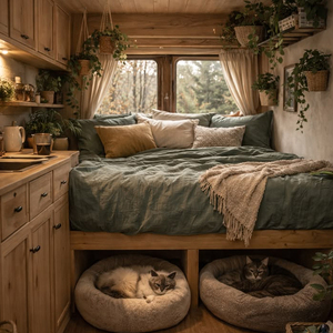 Parure de lit moderne en coton et lin tissé 300 fils pour <span class=keywords><strong>caravane</strong></span>, camping-car, remorque, avec draps-housses et taies d'oreiller - Product Image 6