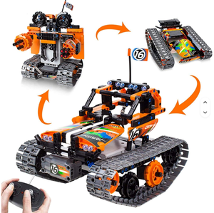 Voiture RC 3-en-1 transformable à grande vitesse avec blocs de construction, batterie au lithium rechargeable, télécommande 2.4G, <span class=keywords><strong>jouet</strong></span> de course STEM DIY en briques - Product Image 5