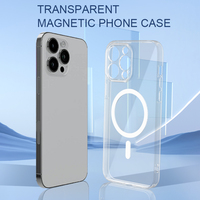 Coque de téléphone transparente en TPU anti-jaunissement avec chargement magnétique sans fil pour iPhone 11 12 13 14 15 16 17 Pro Max (vente en gros)