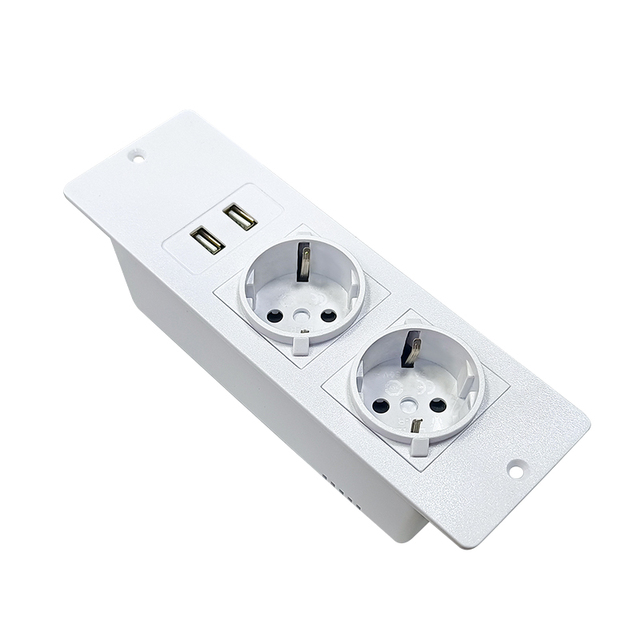 Customized Portable EU Standard Socket 2 Outlets Furniture Socket 2 USB Tabletop 2 EU Outlets Convenient Power Socket