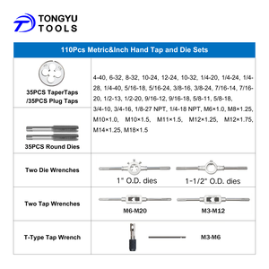 Bộ dụng cụ taro và doa 110 món, hệ mét và <span class=keywords><strong>inch</strong></span>, thép hợp kim, dùng để sửa chữa bu lông và bảo trì chế tạo kim loại, kèm hộp đựng - Product Image 2