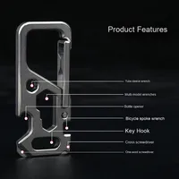 Porte-clés mousqueton en titane multifonctionnel créatif pendentif sac de taille en métal EDC pour hommes caractéristiques personnalisables outil élégant