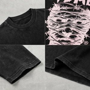 OEM ODM Oversized Streetwear Acid Wash T-shirt 300GSM Heavy Cotton Vintage Graphic Tee Boxy Cropped Custom Logo Men T Shirt - Product Image 3