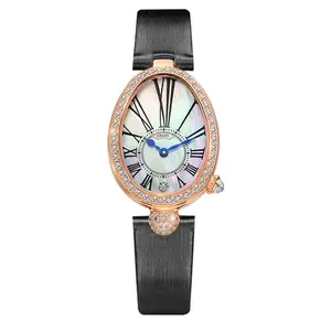 新款奢华女式手表皮革石英表防水gil椭圆形数字手表