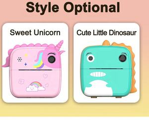 Mini imprimante d'étiquettes photo numérique portable mignonne en forme de licorne ou de petit dinosaure, fonction d'enregistrement, écran de 2,0 pouces, appareil photo pour enfants - Product Image 6