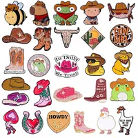 Personalizable dibujos animados serie vaquero esmalte broche Metal solapa Pin sombrero botas cuerno vaquera herradura Animal joyería regalo