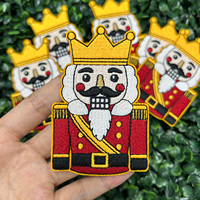 Patch brodé motif Couronne du Roi Casse-Noisette 8,8 cm, taille personnalisée, broderie couleur intégrale, badge de Noël thermocollant, vente en gros OEM