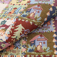 Housse de coussin décorative jacquard éco-responsable à franges européennes, motif maison de conte de fées et forêt, pour la décoration intérieure