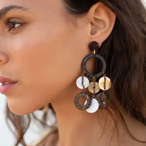 Brave Light Customized Bohemian Natural Wooden Circle Beads Earring Hoops Earrings New Fashion For Women African Earring