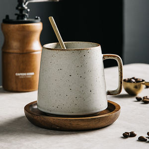 Vendita calda glassa maculata <span class=keywords><strong>vintage</strong></span> ogni giorno usato latte personalizzato tazza di <span class=keywords><strong>caffè</strong></span> in ceramica <span class=keywords><strong>set</strong></span> di tazze da tè con piatto di bambù - Product Image 3