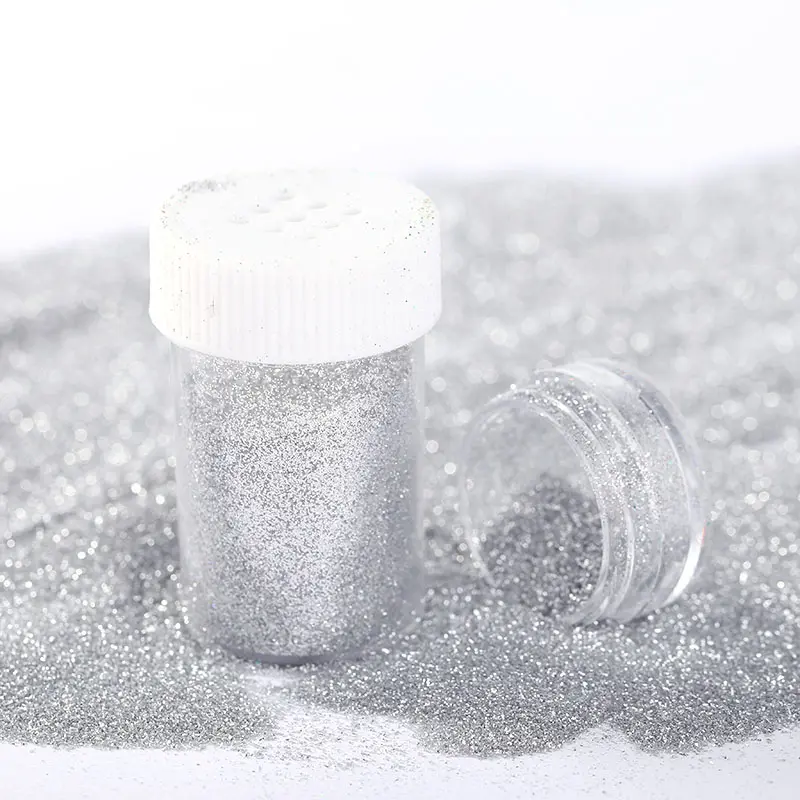 High Quality Brightest Silver Nail Glitter Loose Pigment Makeup Silver Glitter Powder
