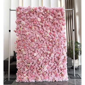 Artificial Luxury 3D Romantic Purple <b>Pink</b> Silk Rose Modern Style Flower Wall <b>Backdrop</b> for Event 8x8 ft Eco-Friendly - Product Image 4