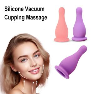Jars de massage à ventouses en silicone anti-<span class=keywords><strong>cellulite</strong></span>, ventouses de massage faciales, ventouses de levage du visage et du cou, raclage de la peau, gua sha anti-rides - Product Image 2