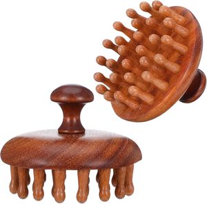 Custom Logo Portable Manual Wooden Scalp <b>Head</b> <b>Massager</b> Brush Wooden Hair Brush Handheld Body Massage Tool Wet Dry Hair Growth - Product Image 1